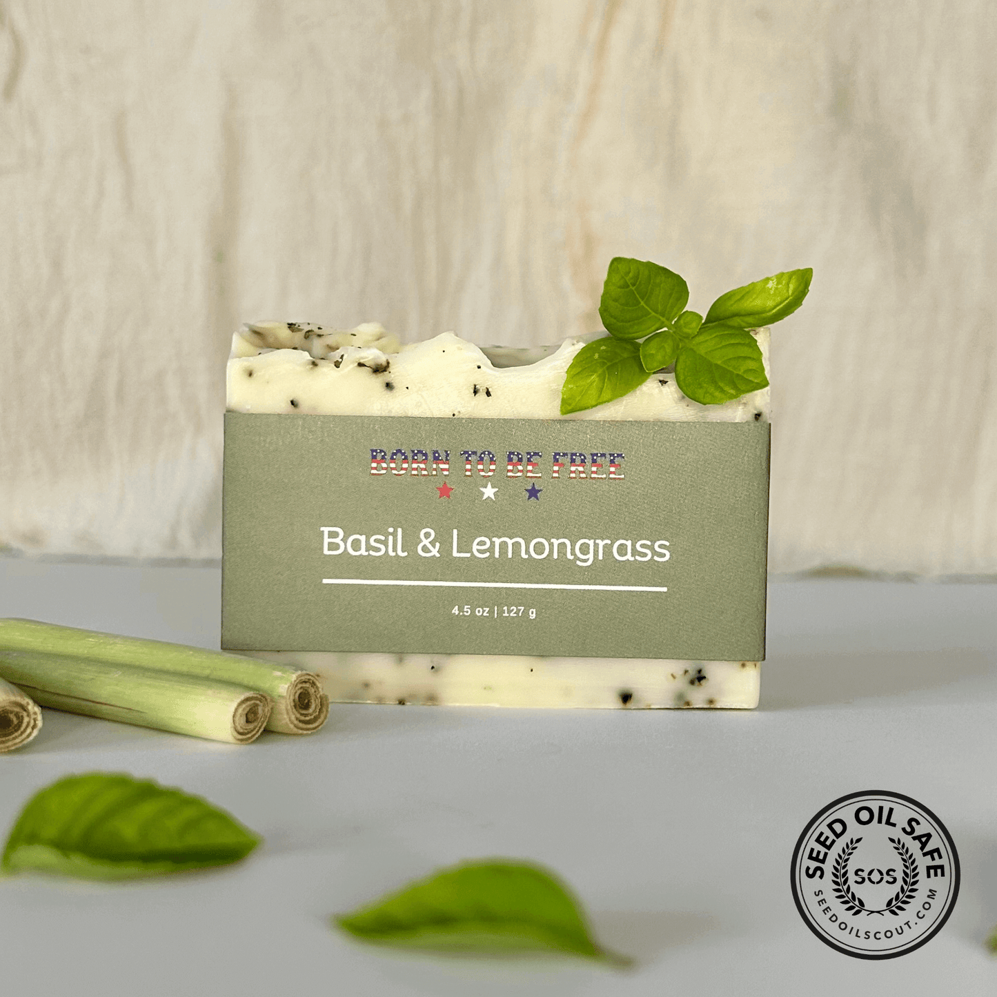 Basil & Lemongrass Tallow Soap Bar