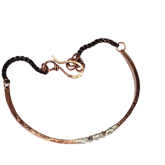 Ergonomic Copper Sculpted Embossed Wire Gemstone Choker-0