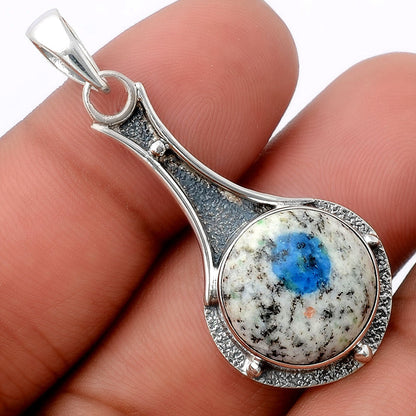 Natural K2 Blue - Azurite In Quartz Pendant