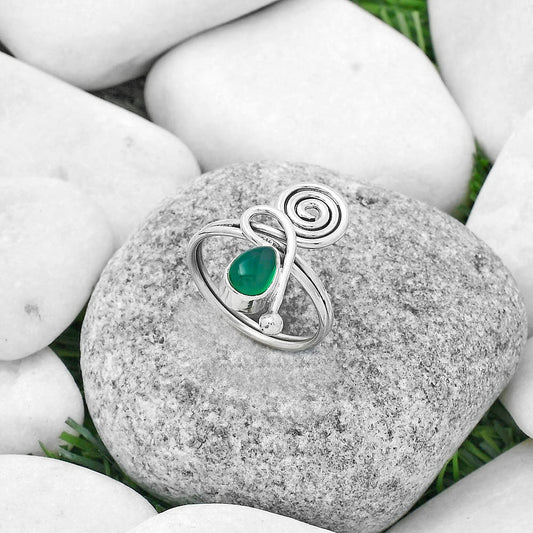 Spiral - Natural Green Onyx Ring