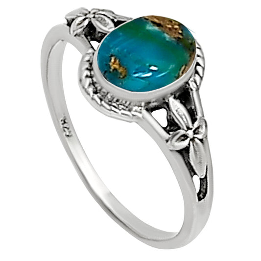 Blue Turquoise In Green Mohave Ring size-5 R-1300 SDR254296